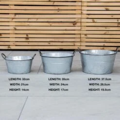 Woodside Vintage Galvanised Steel Garden & Home Flower Planter Tubs, Pack Of 3 13 Woodside Vintage Galvanised Steel Garden & Home Flower Planter Tubs, Pack Of 3 -ALA Garden Shop 0UUVZQHVPB5
