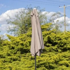 Woodside Large 2.7m Garden Parasol Umbrella With Winding Crank & Tilt Coffee -ALA Garden Shop 0ZBCBCMQQVH