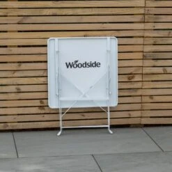Woodside Indoor/Outdoor Folding Garden Side Table, Foldable White Coffee Table -ALA Garden Shop 1HCE5WRIDPY