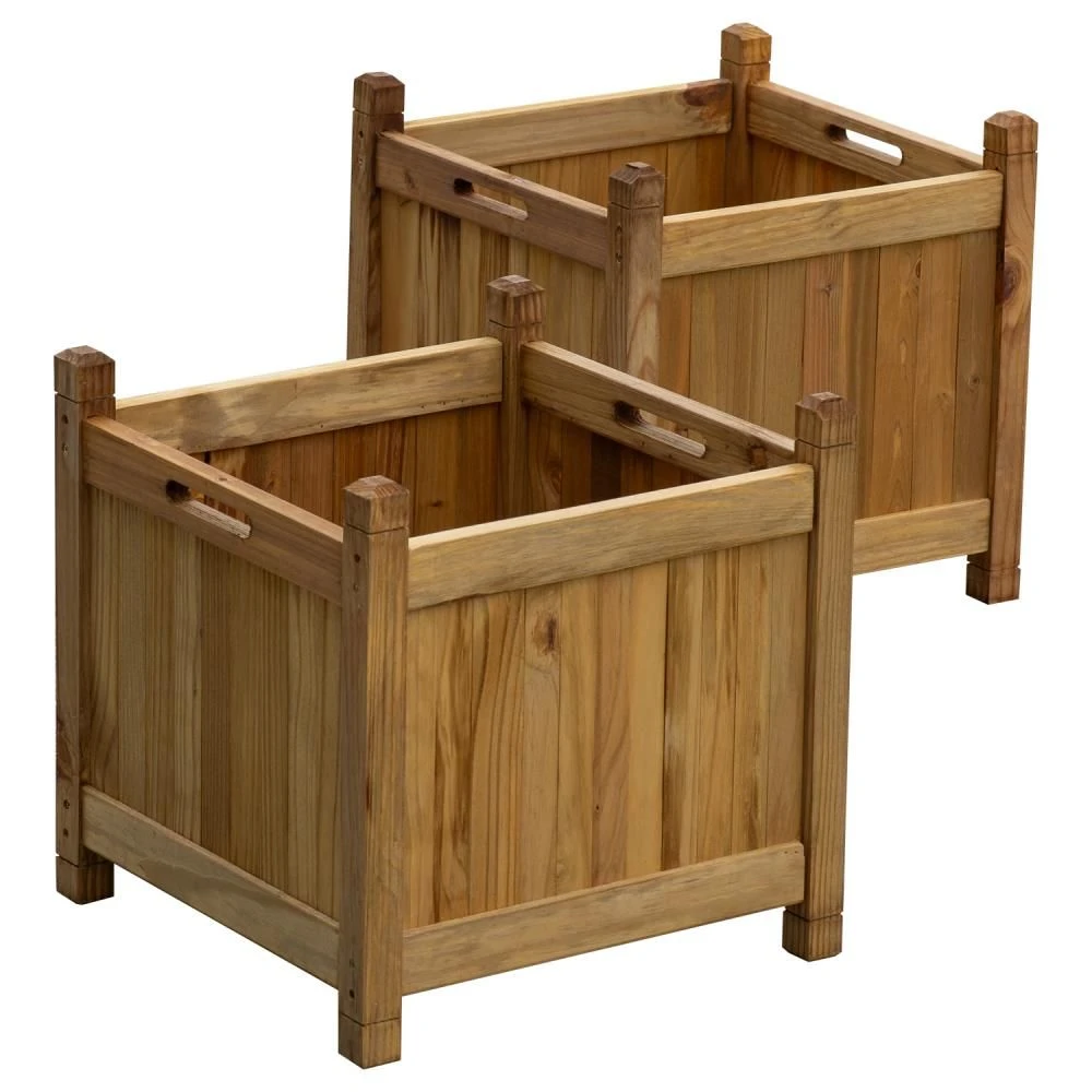 Woodside Stanfield Square Wooden Planter, Pack Of 2 6 Woodside Stanfield Square Wooden Planter, Pack Of 2 - Image 4