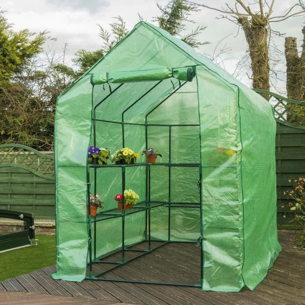Woodside Walk In Greenhouse With PE Netted Cover - 14 Shelves 3 Woodside Walk In Greenhouse With PE Netted Cover - 14 Shelves