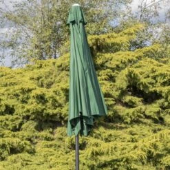 Woodside Large 2.7m Garden Parasol Umbrella With Winding Crank & Tilt Green -ALA Garden Shop 3OZYS4QNIP3