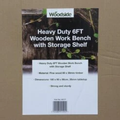Woodside 1.8M Wooden Work Bench -ALA Garden Shop 3R5P5BOC1TK