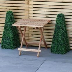 Woodside Belford Folding Walnut Wood Table -ALA Garden Shop 4K205R5WMCV