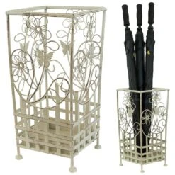 Maribelle White Traditional Floral Design Umbrella And Walking Stick Stand