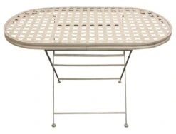 Woodside Ostend Oval Folding Metal Garden Patio Dining Table Outdoor Furniture