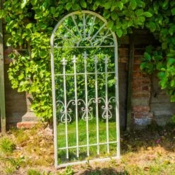 Woodside Bexley XXL Decorative Arched Outdoor Garden Mirror -ALA Garden Shop AFZH2GWUETP