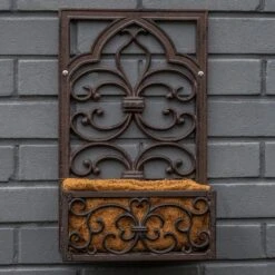 Woodside Cast Iron Wall Mounted Hanging Garden Planter Basket With Coco Liner -ALA Garden Shop AKYXVNFKQJM