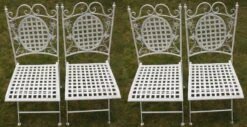 4 X Maribelle Folding Square Outdoor Garden Patio Chair White Floral Furniture