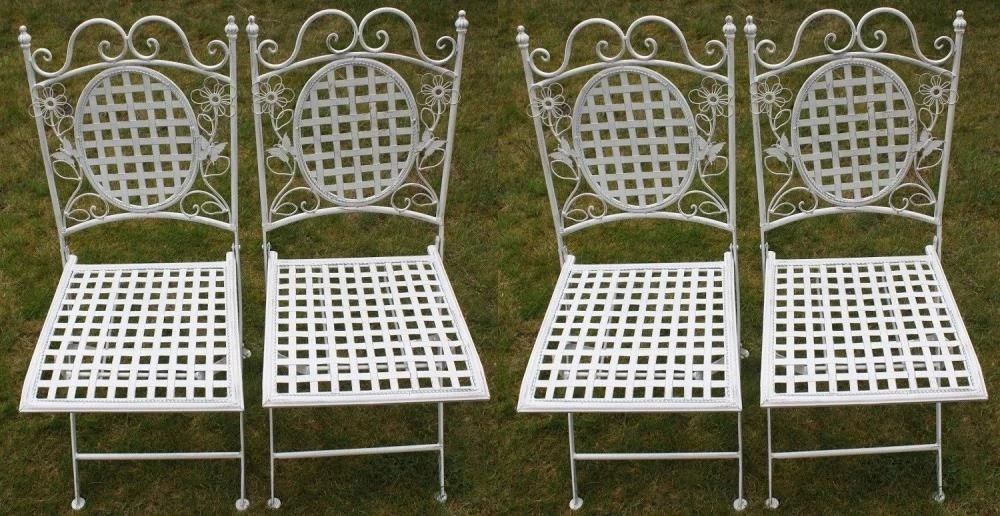 4 X Maribelle Folding Square Outdoor Garden Patio Chair White Floral Furniture 3 4 X Maribelle Folding Square Outdoor Garden Patio Chair White Floral Furniture