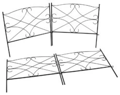 Woodside Hanworth Metal Garden Border Edging, Outdoor Lawn Fencing, 2.4m Total Length, Pack Of 4