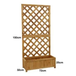 Woodside Aldburgh Wooden Garden Trough Planter/Flower Container Box With Trellis -ALA Garden Shop COAVJNZ5TJW