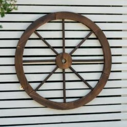 Woodside Decorative Rustic/Vintage Garden Wooden Wagon Wheel Ornament -ALA Garden Shop D5WYPTJIP0A