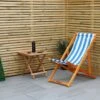 Woodside Traditional Folding Beach/Garden Wooden Deck Chair Seaside Lounger, Light Blue/White -ALA Garden Shop E2TLWQBD2Q4