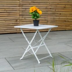 Woodside Indoor/Outdoor Folding Garden Side Table, Foldable White Coffee Table -ALA Garden Shop EST2GENDR2Y
