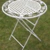Maribelle Rustic White Floral Round Folding Outdoor Garden Patio Dining Table -ALA Garden Shop FGWG254XDVH
