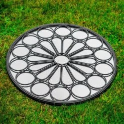 Woodside Ryton Decorative Round Outdoor Garden Mirror, Dia: 60cm -ALA Garden Shop FPUOR0Y11JK
