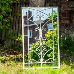 Woodside Alston Large Decorative Rectangle Outdoor Garden Mirror -ALA Garden Shop G0P0IELEJRJ