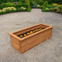 Woodside Reedham Stained Wooden Garden Trough Planter/Flower Trough Box, 95 Litres -ALA Garden Shop GD5QVQP52WW