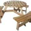 Maribelle 6 Seater Round Wooden Garden/Pub Bench - NATURAL -ALA Garden Shop GKLIK0RCQ0V
