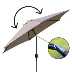 Woodside Large 2.7m Garden Parasol Umbrella With Winding Crank & Tilt Coffee -ALA Garden Shop GWOGW12QFXC