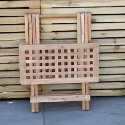 Woodside Belford Folding Walnut Wood Table -ALA Garden Shop HK1U5IONZC5