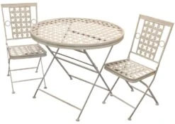 Woodside Ostend Folding Metal Outdoor Garden Patio Dining Table And 2 Chairs Set