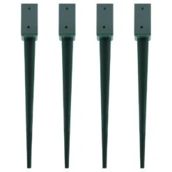 Woodside Steel Fence Post Holders/Ground Stakes, 75mm/3” Square (pack Of 4) -ALA Garden Shop ICIGJE03200