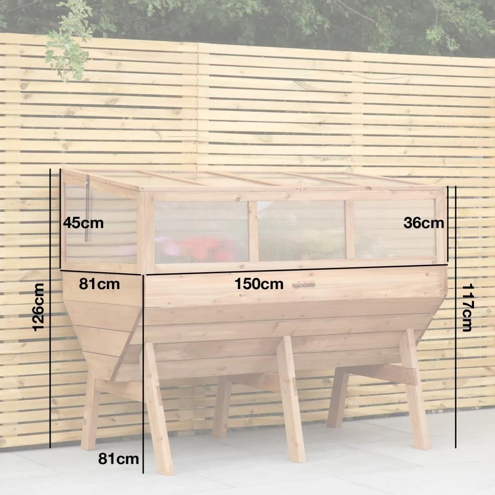 Woodside Raised Wooden Garden Planter + Cold Frame/Growhouse Plant & Veg Box, Large 150cm 4 Woodside Raised Wooden Garden Planter + Cold Frame/Growhouse Plant & Veg Box, Large 150cm - Image 2