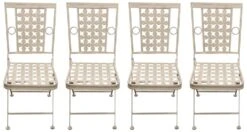 Woodside Ostend 4 X Square Folding Metal Garden Patio Dining Chairs Outdoor Furniture
