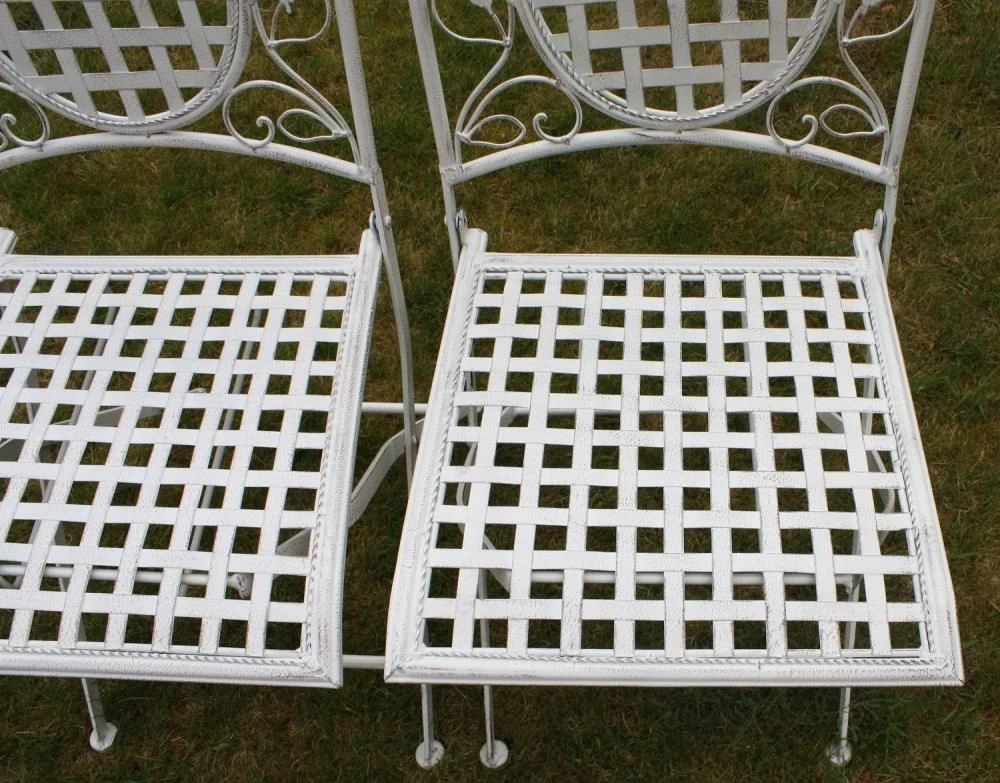 2 X Maribelle Folding Square Outdoor Garden Patio Chair White Floral Furniture 5 2 X Maribelle Folding Square Outdoor Garden Patio Chair White Floral Furniture - Image 3