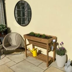 Woodside Thurne Raised Wooden Garden Bed Planter, Plants & Vegetable/Herb Box -ALA Garden Shop JYHRQD3W5TZ