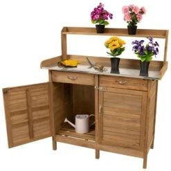 Woodside Fritton Potting/Planting Bench With Cabinet, DIY Workstation Table -ALA Garden Shop JZXTLOOAQS2