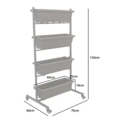 Woodside Dereham 4 Tier Wheeled Metal Garden Planter Flower Display Stand -ALA Garden Shop L3LVLSQFQ1Q