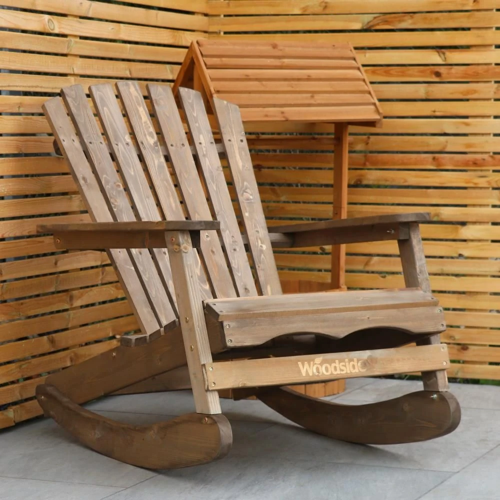 Woodside Aldeby Adirondack Outdoor Garden Patio Wooden Rocking Chair 4 Woodside Aldeby Adirondack Outdoor Garden Patio Wooden Rocking Chair - Image 2