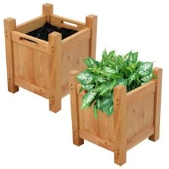 Woodside Aldeby Wooden Garden Planter/Flower Pot Container Box, Pack Of 2 -ALA Garden Shop MZ0D445KMZ5