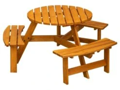 Maribelle 6 Seater Round Wooden Garden/Pub Bench - STAINED -ALA Garden Shop NT0BM4CDSQH