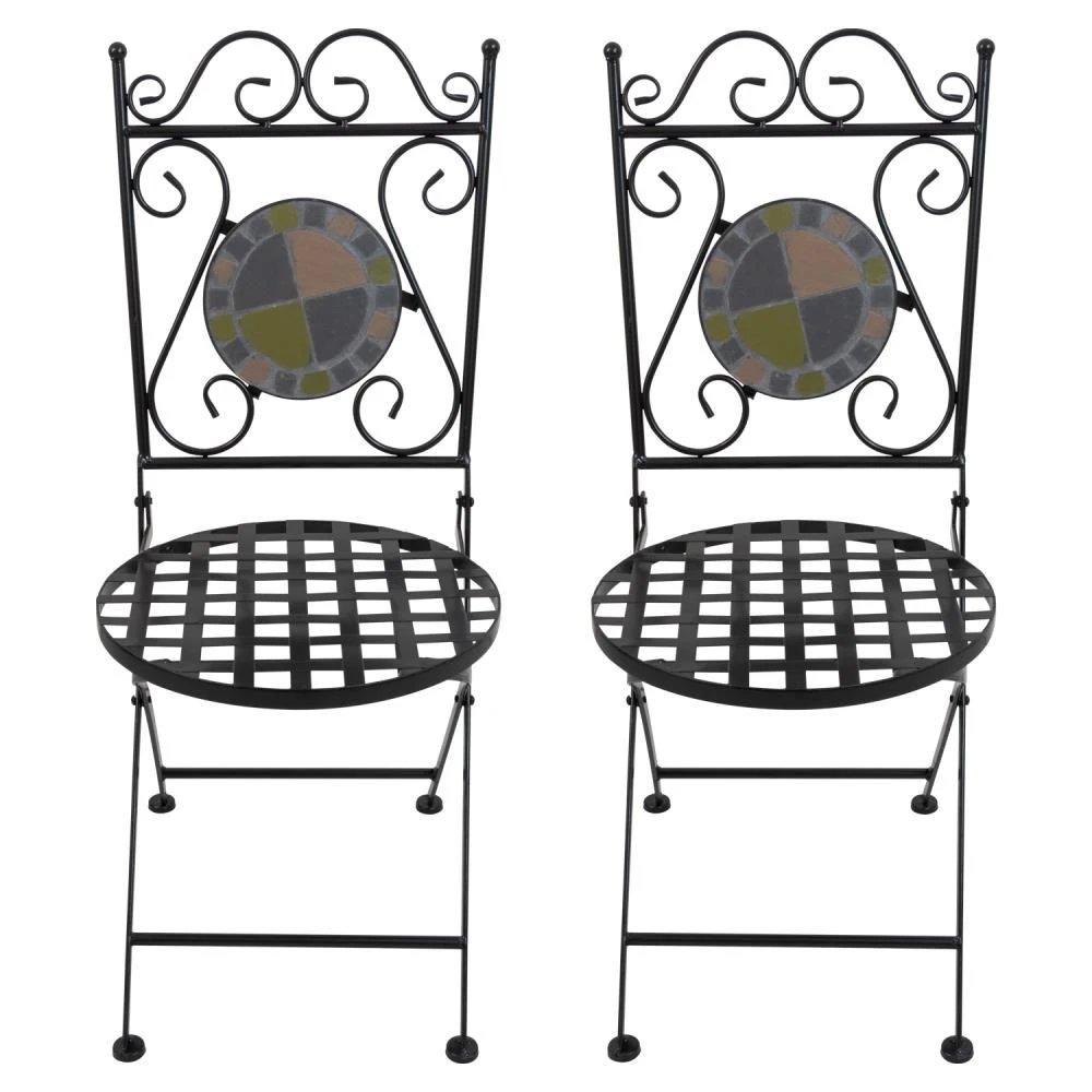 Woodside Set Of Two Decorative Mosaic Folding Garden Chairs Outdoor Furniture 3 Woodside Set Of Two Decorative Mosaic Folding Garden Chairs Outdoor Furniture