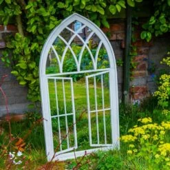 Woodside Truro XL Decorative Arched Outdoor Garden Mirror, W: 64cm X H: 117.5cm -ALA Garden Shop PJNUJUZQHPA