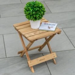 Woodside Ashill Folding Coffee Side Snack Table Wooden Garden Patio Furniture -ALA Garden Shop PVQUS4HLX2H