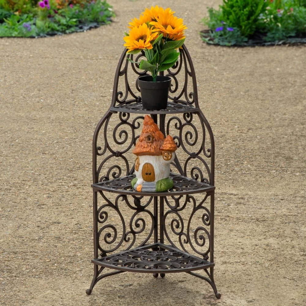 Woodside 3 Tier Cast Iron Indoor/Outdoor Heavy Duty Garden Plant & Flower Stand 4 Woodside 3 Tier Cast Iron Indoor/Outdoor Heavy Duty Garden Plant & Flower Stand - Image 2