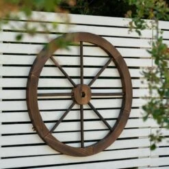 Woodside Decorative Rustic/Vintage Garden Wooden Wagon Wheel Ornament -ALA Garden Shop QI5I5UAAGOA