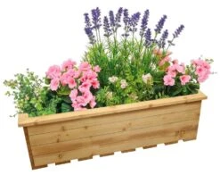 Woodside Reedham Stained Wooden Garden Trough Planter/Flower Trough Box, 95 Litres -ALA Garden Shop QIRCISIJPW2