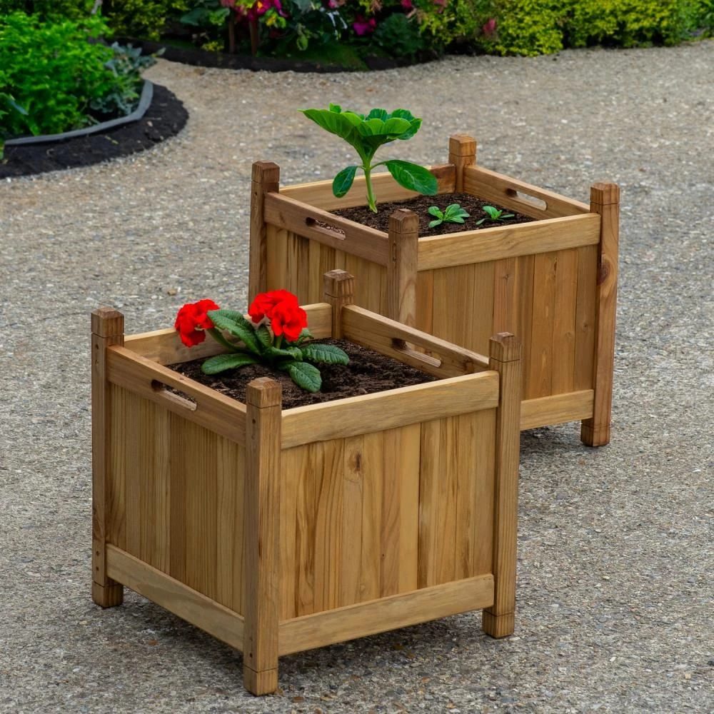 Woodside Stanfield Square Wooden Planter, Pack Of 2 3 Woodside Stanfield Square Wooden Planter, Pack Of 2