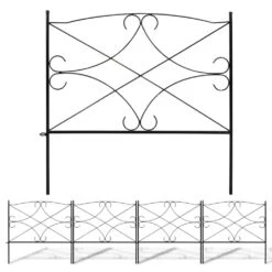 Woodside Hanworth Metal Garden Border Edging, Outdoor Lawn Fencing, 2.4m Total Length, Pack Of 4 11 Woodside Hanworth Metal Garden Border Edging, Outdoor Lawn Fencing, 2.4m Total Length, Pack Of 4 -ALA Garden Shop SHSOL33F2J4