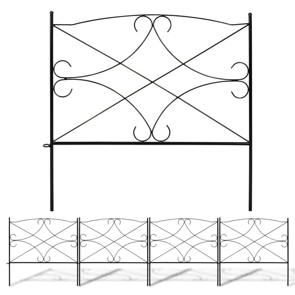 Woodside Hanworth Metal Garden Border Edging, Outdoor Lawn Fencing, 2.4m Total Length, Pack Of 4 6 Woodside Hanworth Metal Garden Border Edging, Outdoor Lawn Fencing, 2.4m Total Length, Pack Of 4 - Image 4