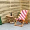 Woodside Traditional Folding Beach/Garden Wooden Deck Chair Seaside Lounger, Red/White -ALA Garden Shop T3KJ12PHAIN