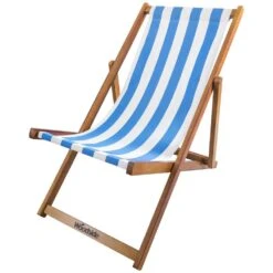 Woodside Traditional Folding Beach/Garden Wooden Deck Chair Seaside Lounger, Light Blue/White 8 Woodside Traditional Folding Beach/Garden Wooden Deck Chair Seaside Lounger, Light Blue/White -ALA Garden Shop TJDULQ33S5H