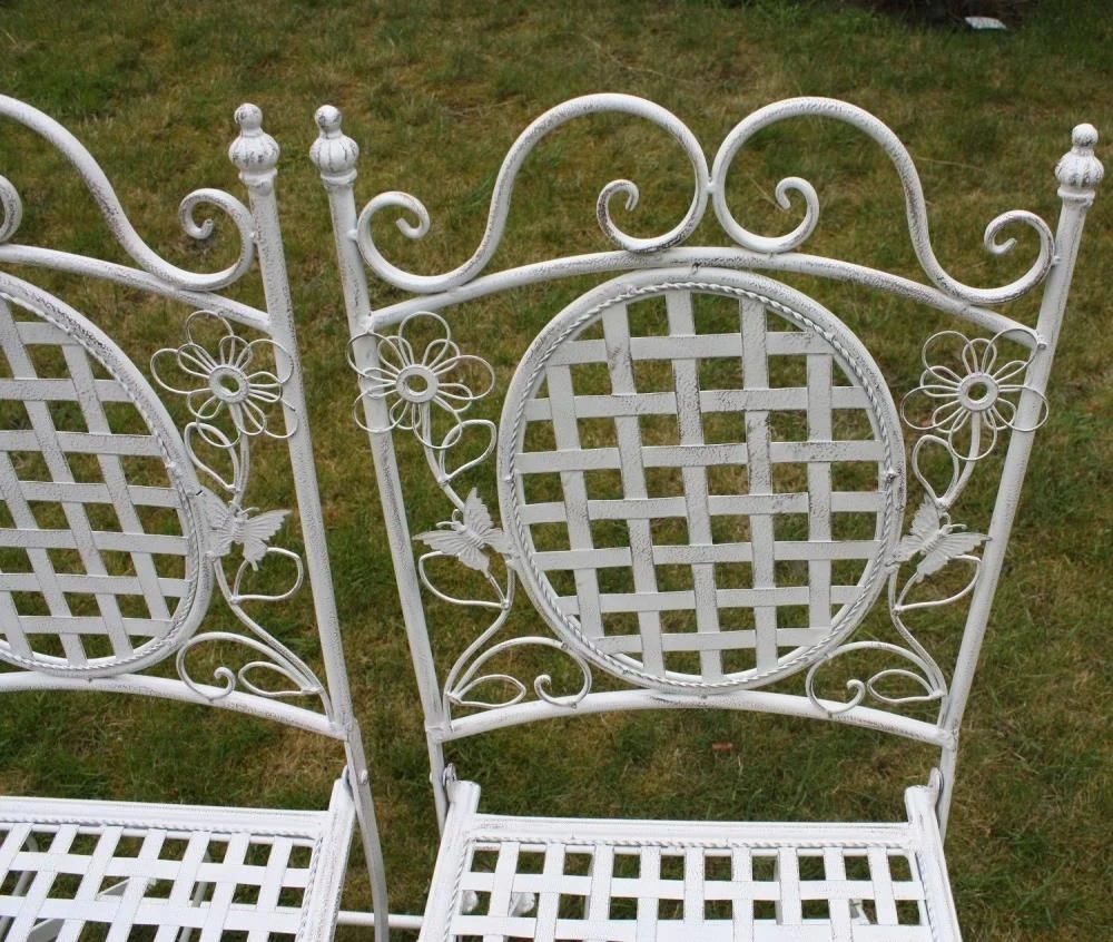 4 X Maribelle Folding Square Outdoor Garden Patio Chair White Floral Furniture 4 4 X Maribelle Folding Square Outdoor Garden Patio Chair White Floral Furniture - Image 2