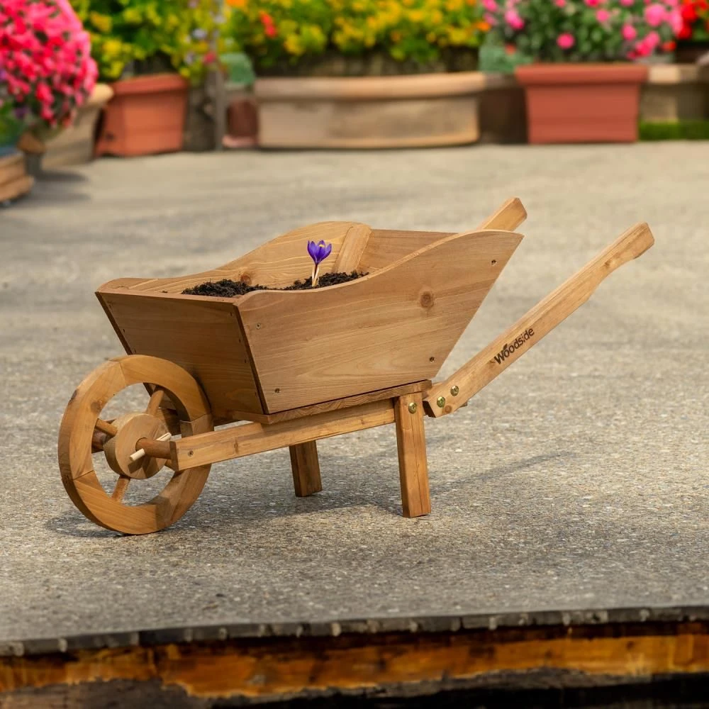 Woodside Wooden Ornamental Garden Plant/Flower Wheel Barrow Planter 3 Woodside Wooden Ornamental Garden Plant/Flower Wheel Barrow Planter